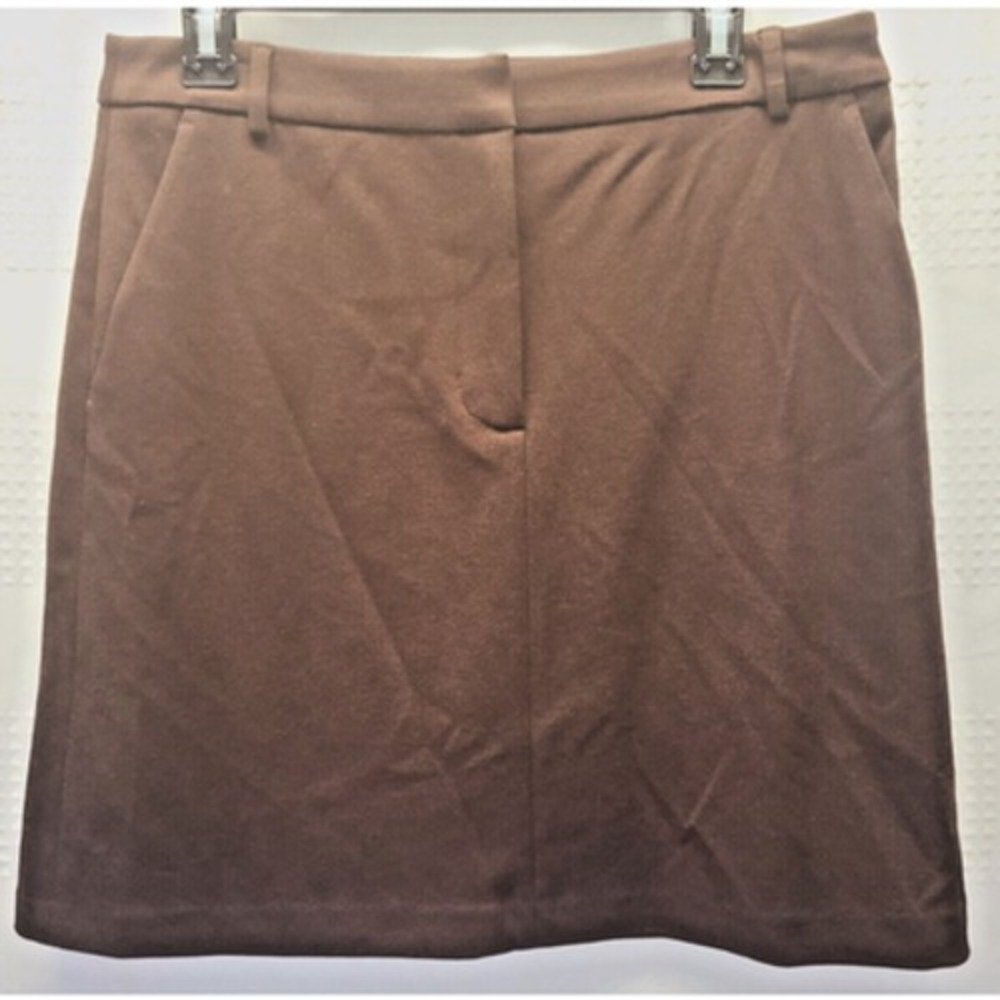 Simply Vera Vera Wang Brown A-Line Midi Skirt Pockets Preppy Workwear Womens M